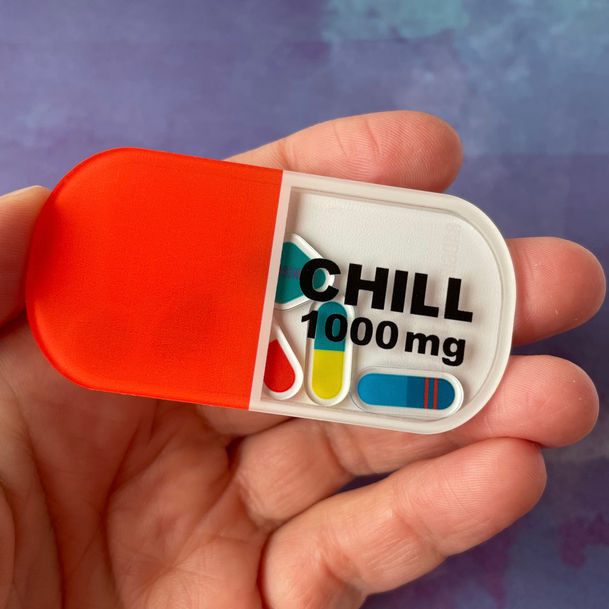 1000mg of Chill Pill - Shaker Swappable Badge Reel Design TOP