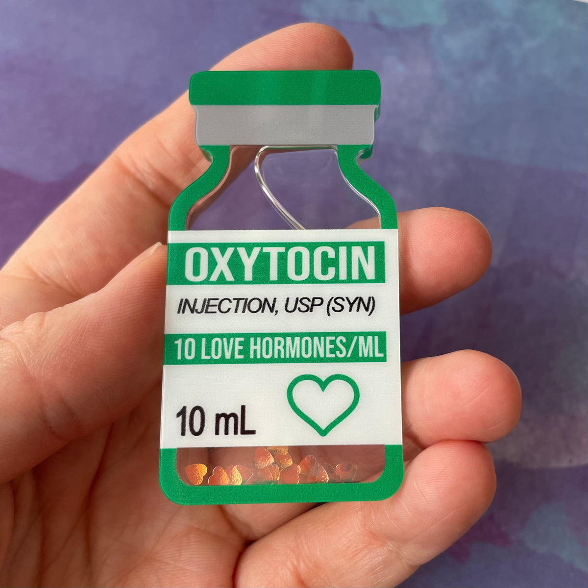 Oxytocin Vial - Liquid Filled Swappable Badge Reel Design TOP