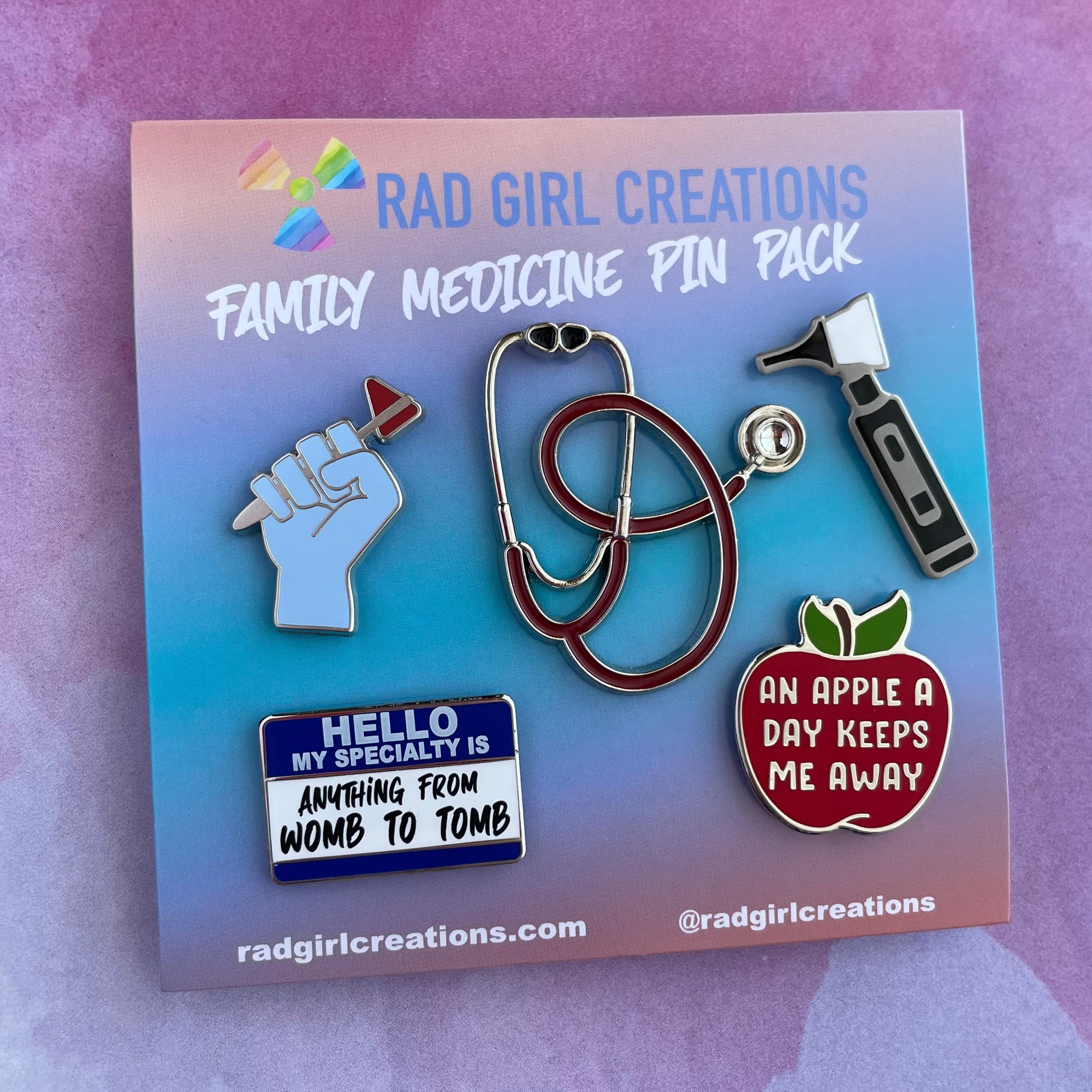 Family Medicine Pin Pack - Rad Girl Creations Medical enamel pins