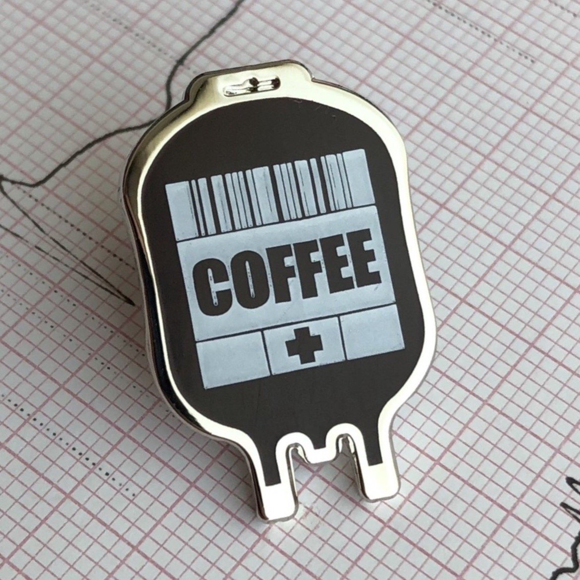 Coffee IV Stat Pin - Rad Girl Creations - Medical Enamel Pin