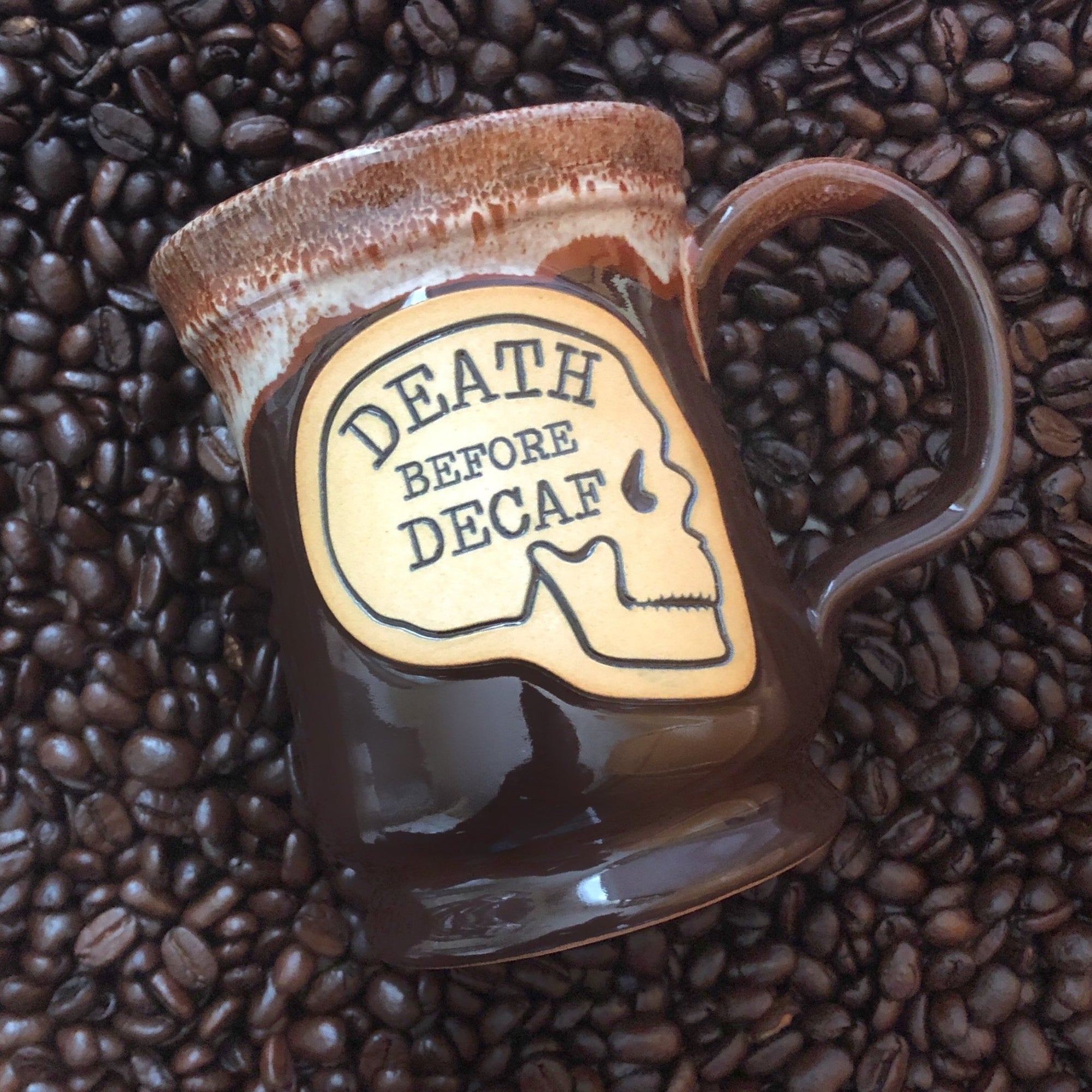 Death Before Decaf Handcrafted Pottery Mug - Rad Girl Creations