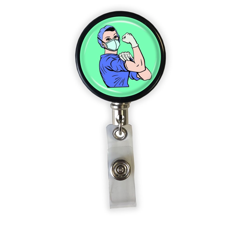 Scrub Top Retractable ID Badge Holder BELT Clip Badge Reel
