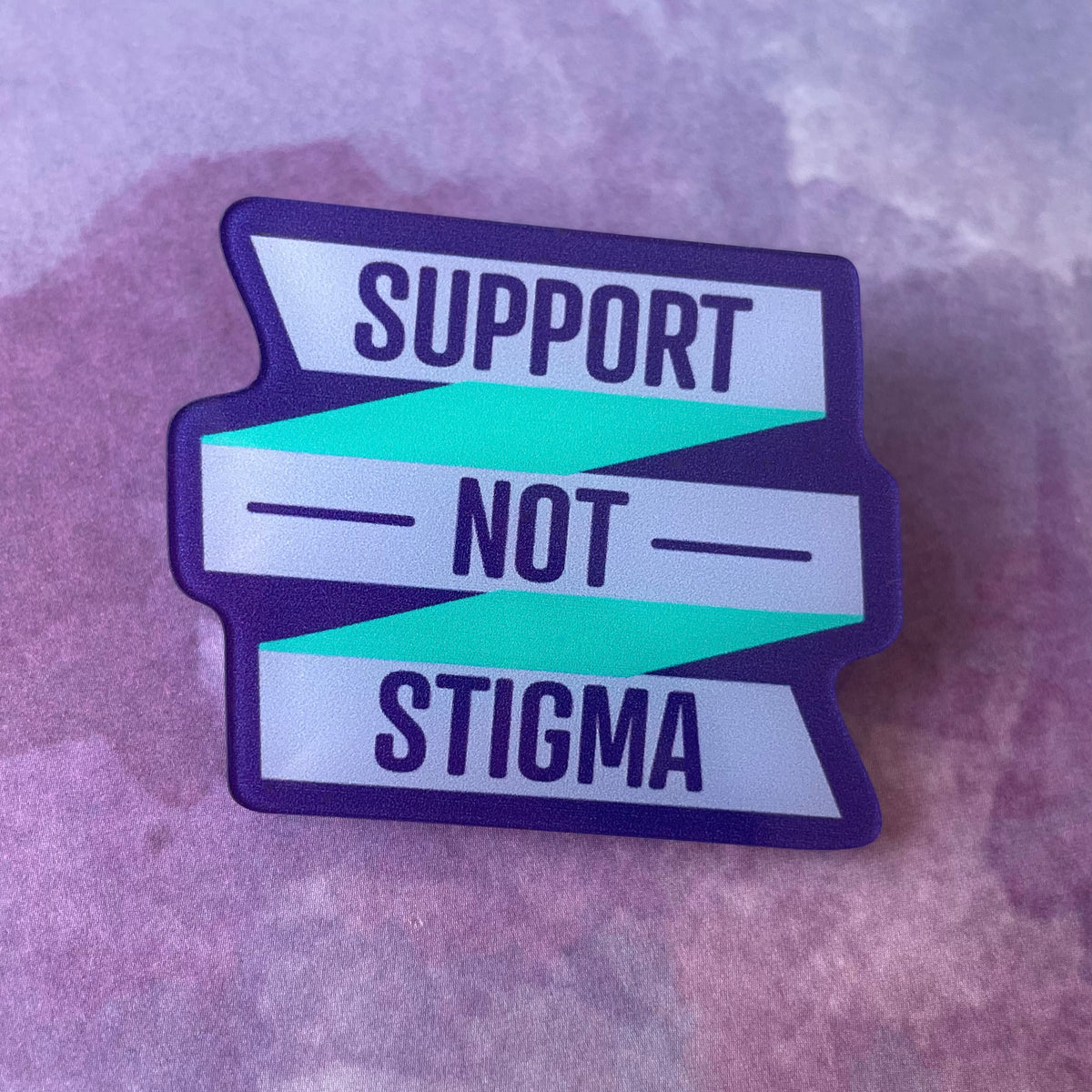 Support Not Stigma - Acrylic Swappable Badge Reel Design TOP