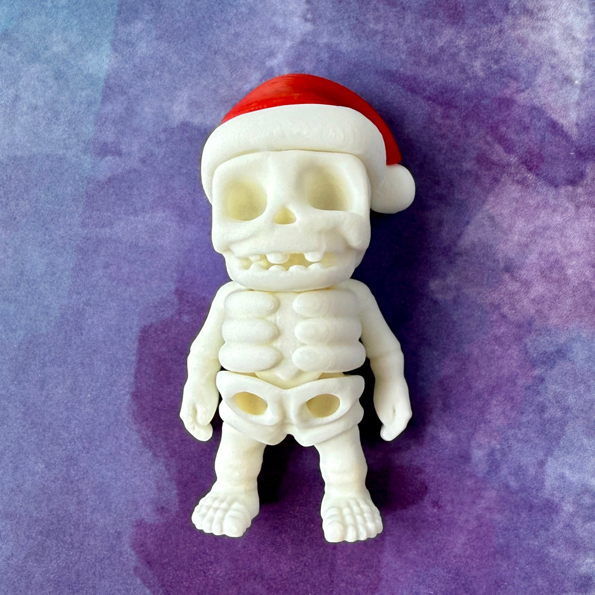 Tiny Skeleton 3D Printed Figure - Santa Hat