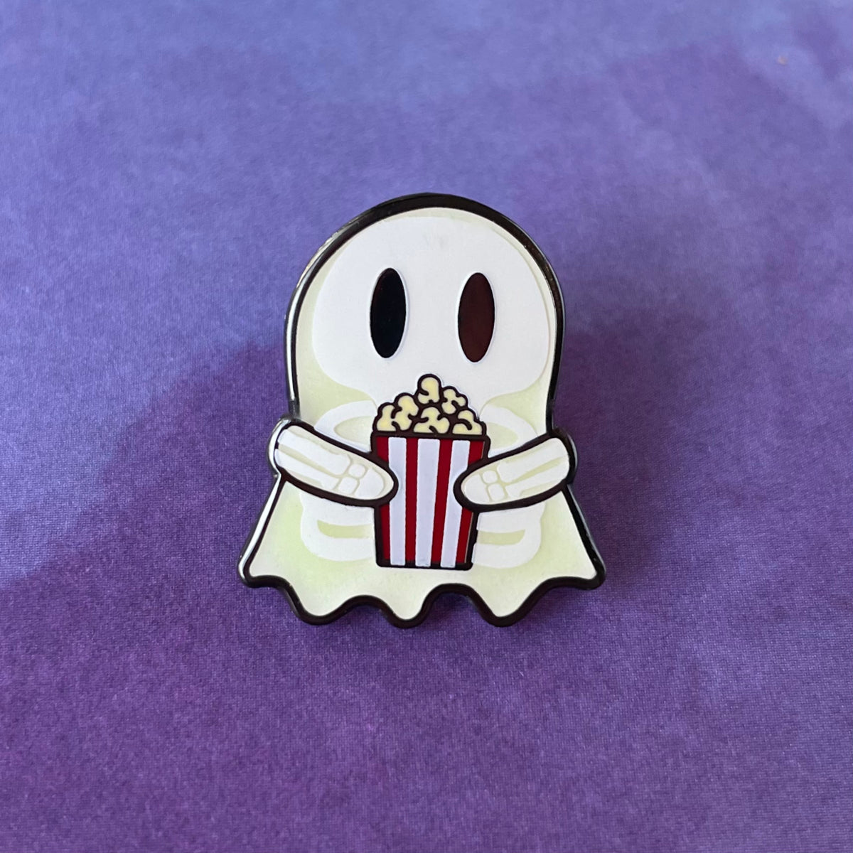 Ghosty Skeleton with Popcorn Pin - GLOWS IN THE DARK!