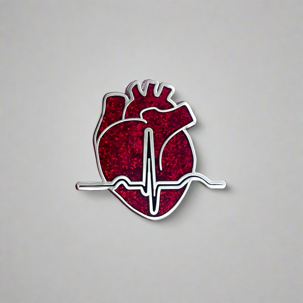 EKG Heart Pin - GLITTER Edition!