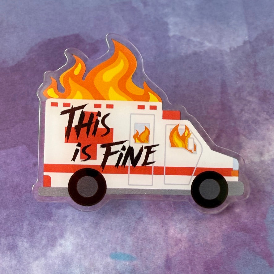 Ambulance on Fire - Acrylic Swappable Badge Reel Design TOP