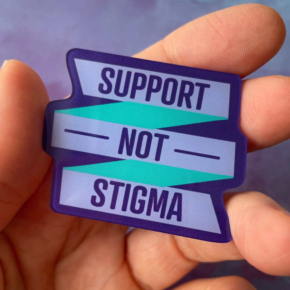 Support Not Stigma - Acrylic Swappable Badge Reel Design TOP