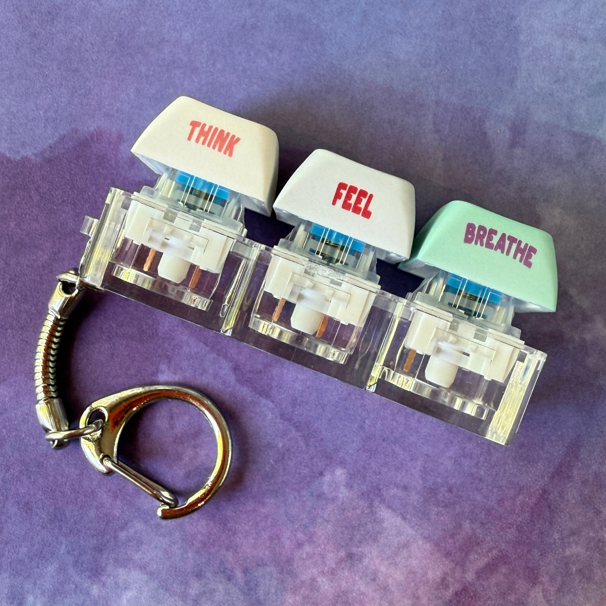 Think, Feel, Breathe Anatomy Three Keycap Clicky Keychain