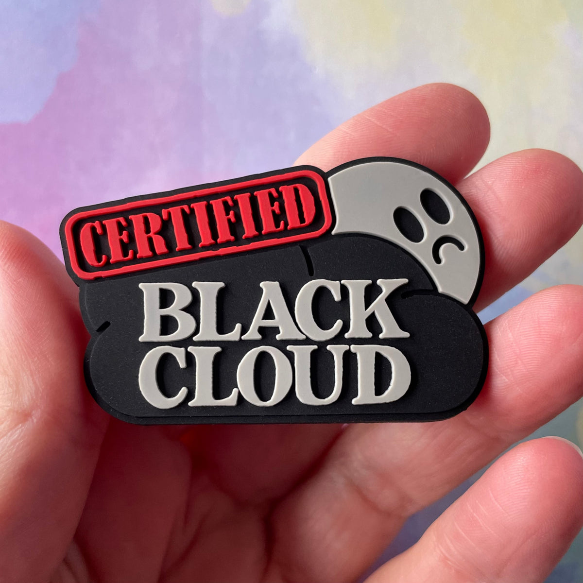 Retractable Badge Reel - Black Cloud Energy - Badge Holder with Swivel Clip / Funny Badge Reel, Certified Black Cloud, Badge Reel Nurse