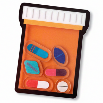Pill Bottle - Shaker Swappable Badge Design TOP