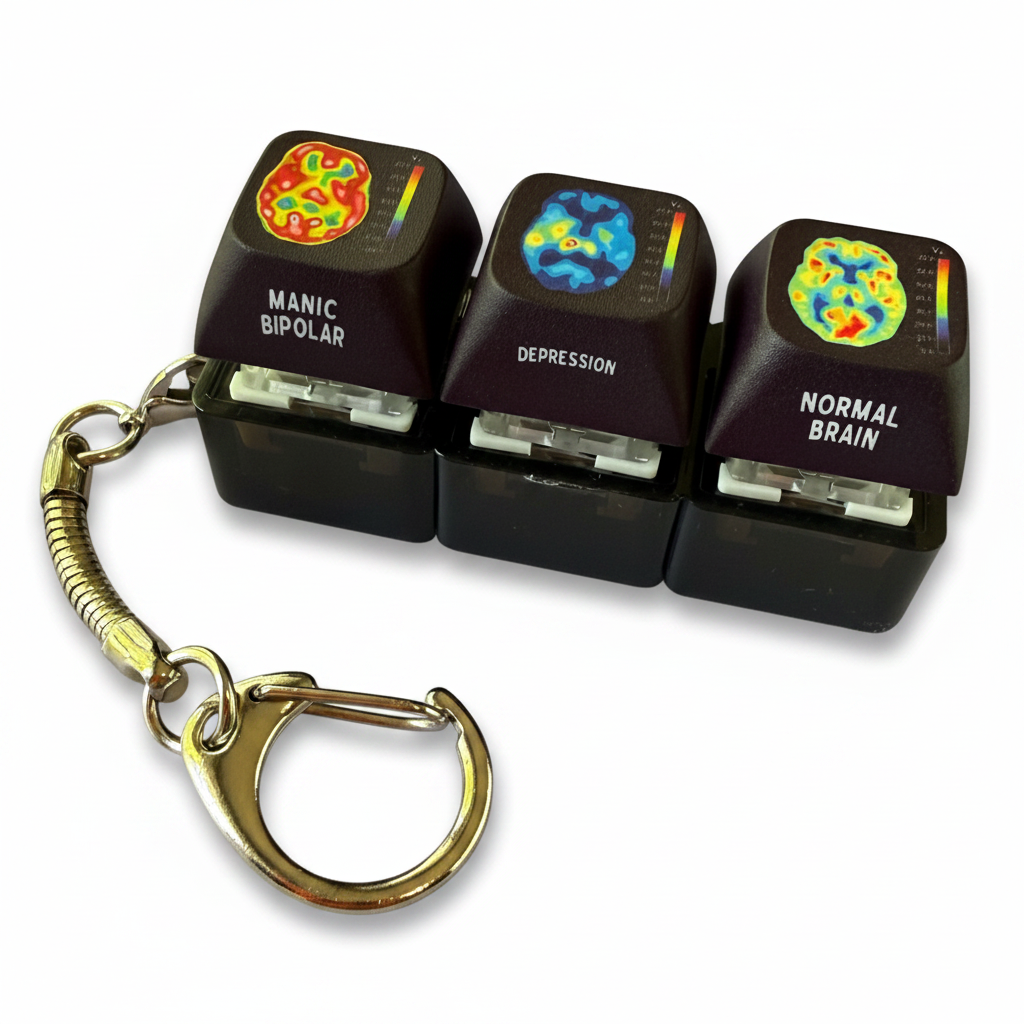 PET Scan Three Keycap Clicky Keychain