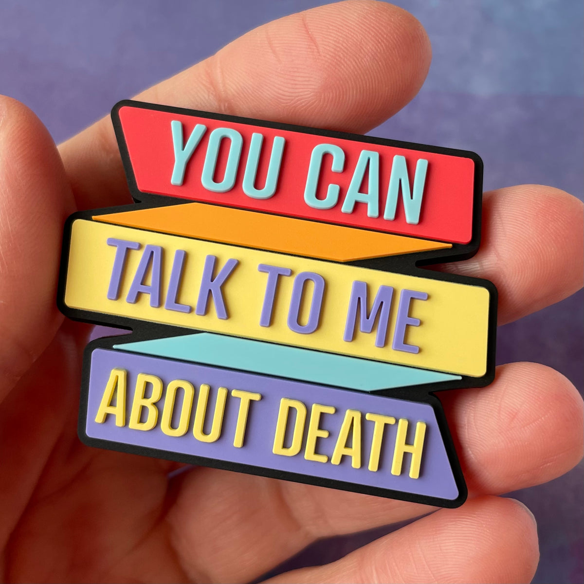 Talk To Me About Death - PVC Swappable Badge Reel Design TOP
