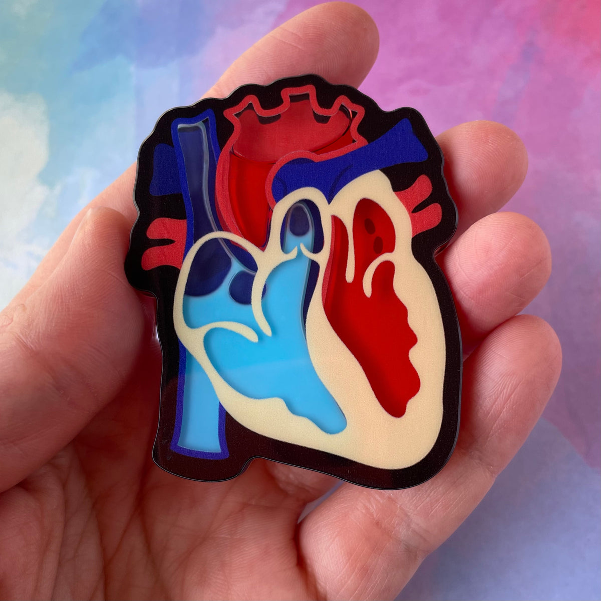Anatomical Heart - Liquid Filled Swappable Badge Reel Design Top - Rad Girl Creations - Medical Badge Reel