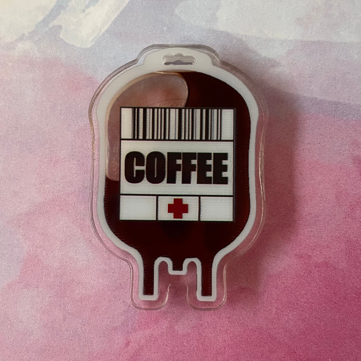 Coffee IV Bag - Liquid Filled Swappable Badge Reel Design TOP