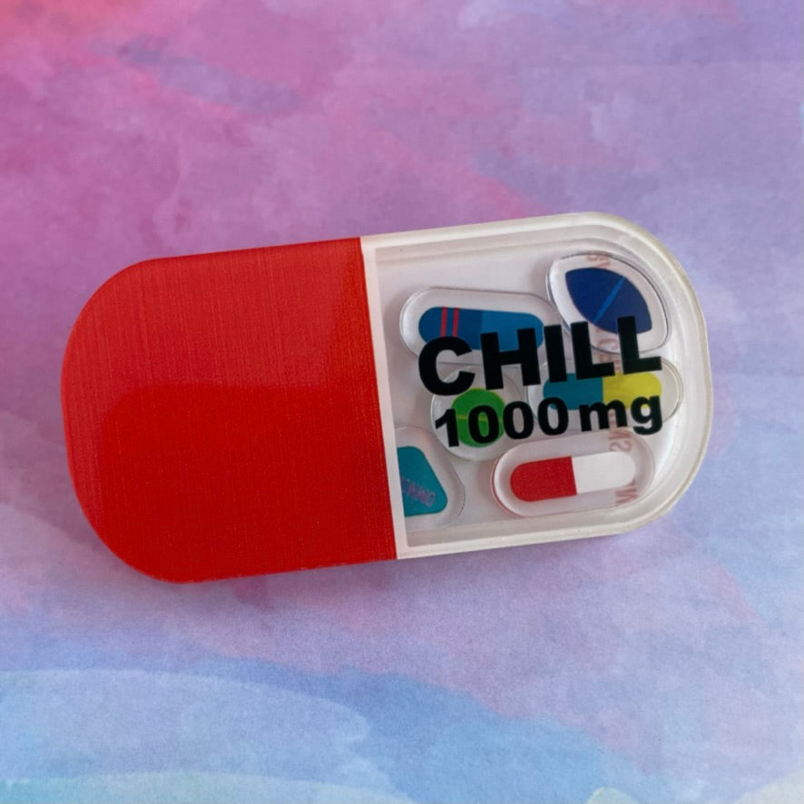 1000mg of Chill Pill - Shaker Swappable Badge Reel Design TOP