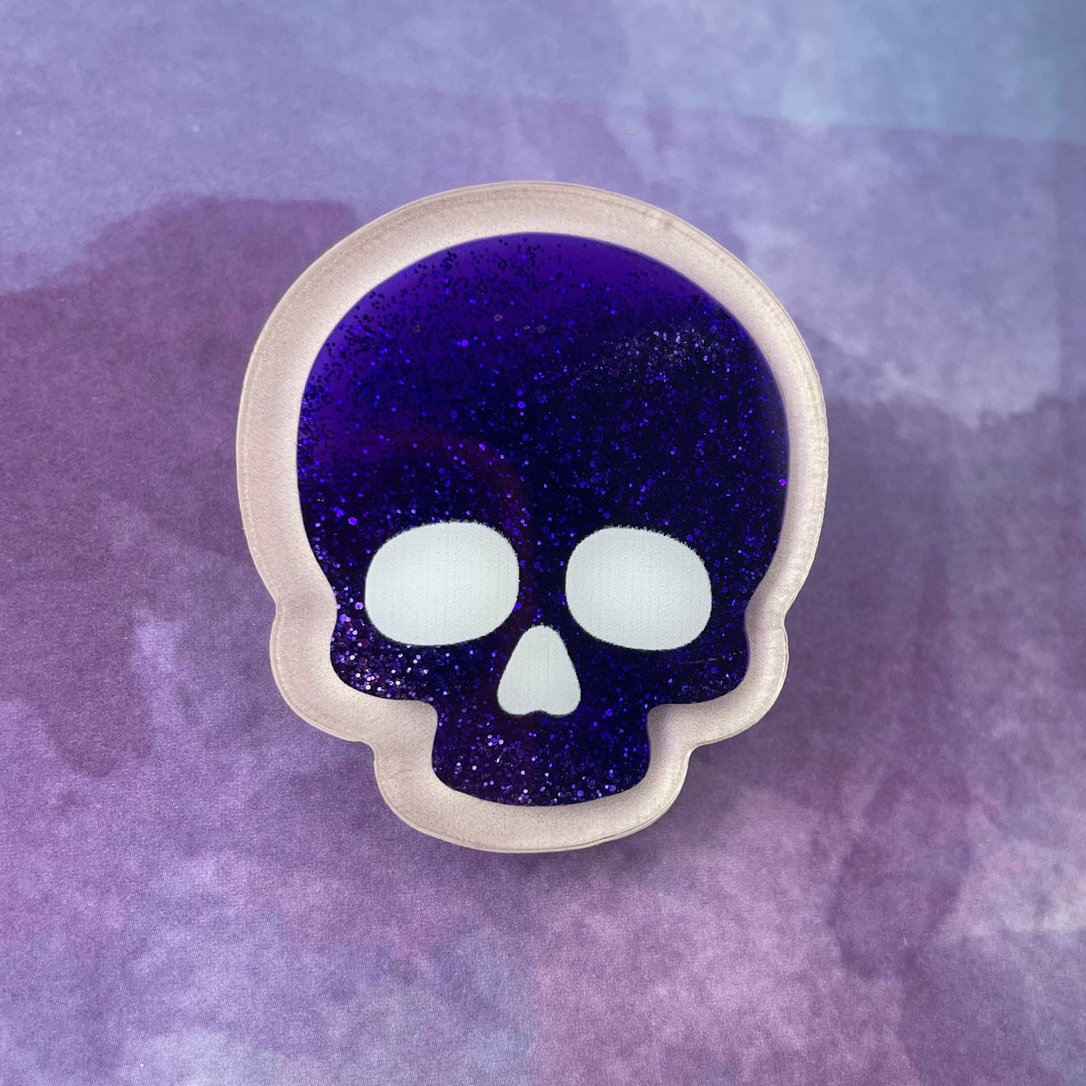 Glitter Skull - Liquid Filled Swappable Badge Reel Design TOP