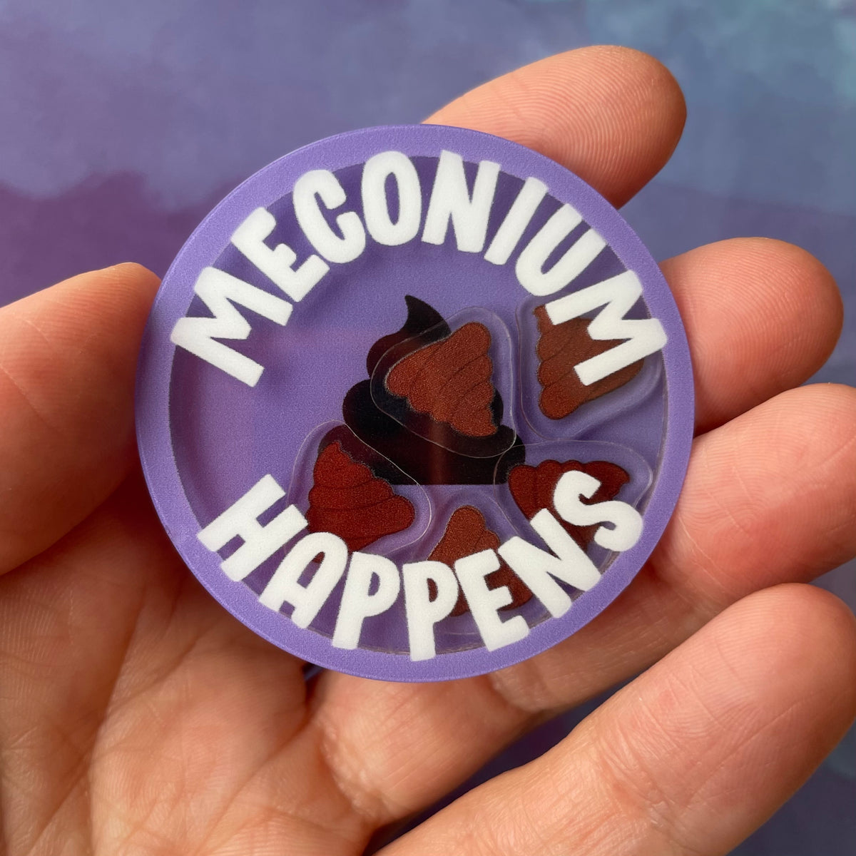 Meconium Happens - Shaker Swappable Badge Reel Design TOP