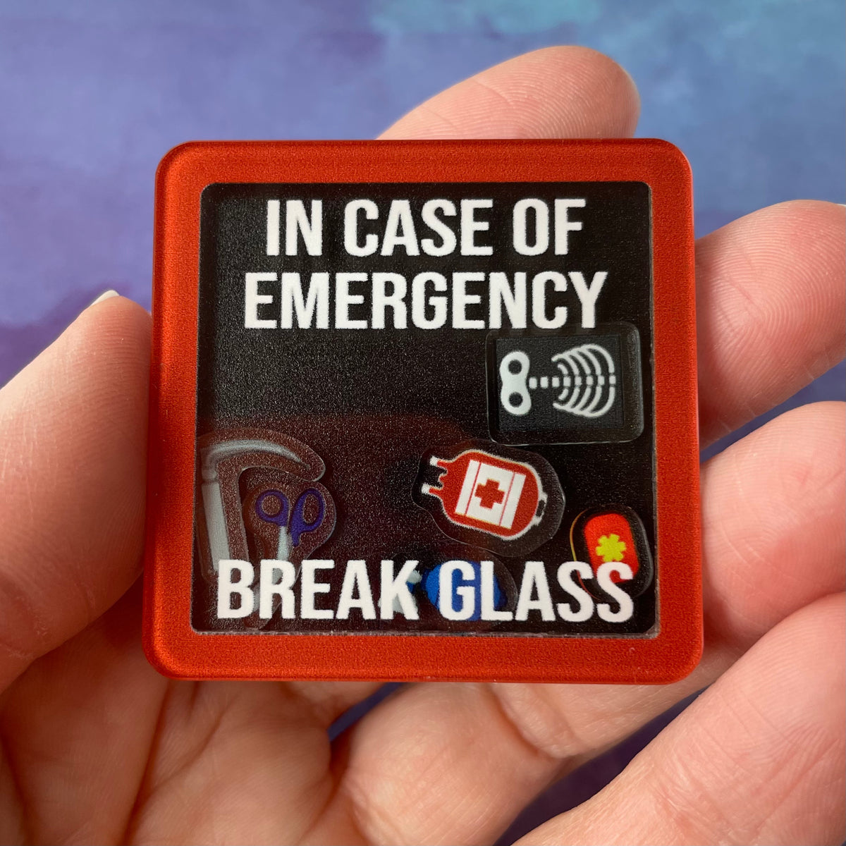In Case of Emergency - Shaker Swappable Badge Reel Design TOP