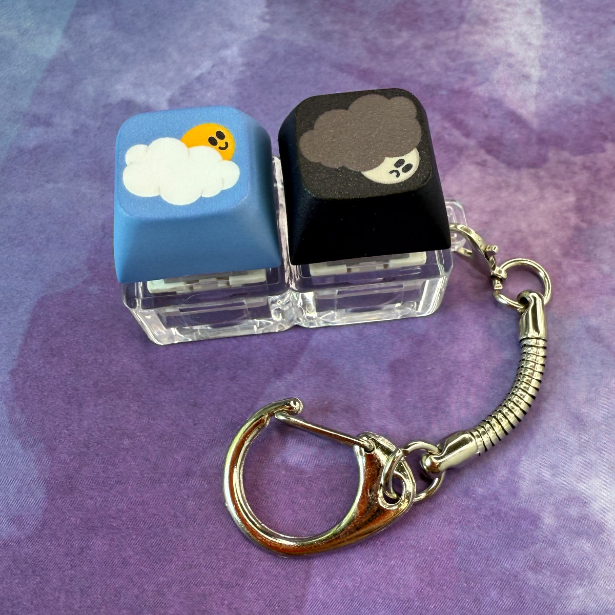Black Cloud / White Cloud Clicky Keychain