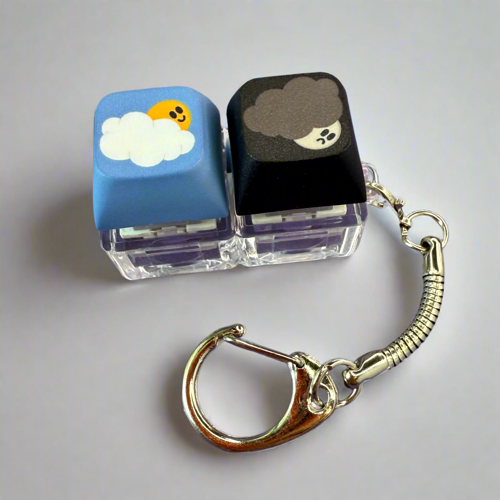 Black Cloud / White Cloud Clicky Keychain