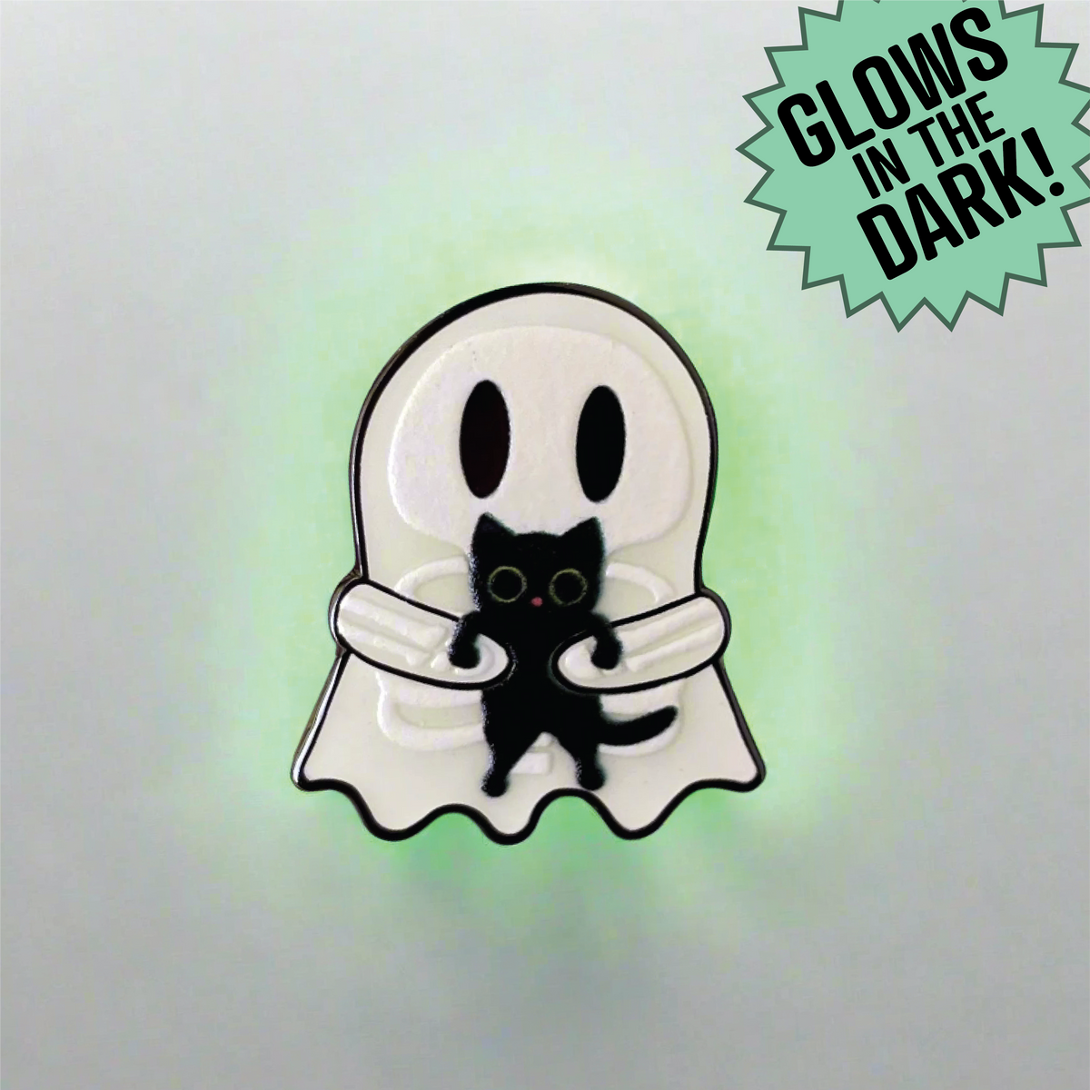 Ghosty Skeleton with Black Cat Pin