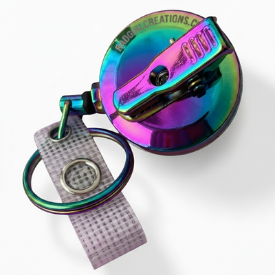 Rainbow Anodized Metal Badge Reel - Alligator Clip BASE