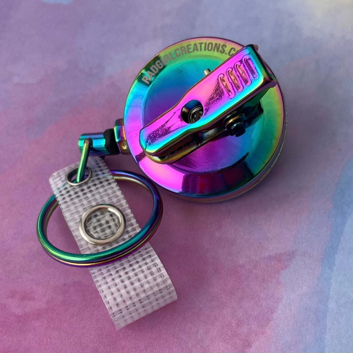 Rainbow Anodized Metal Badge Reel - Alligator Clip BASE