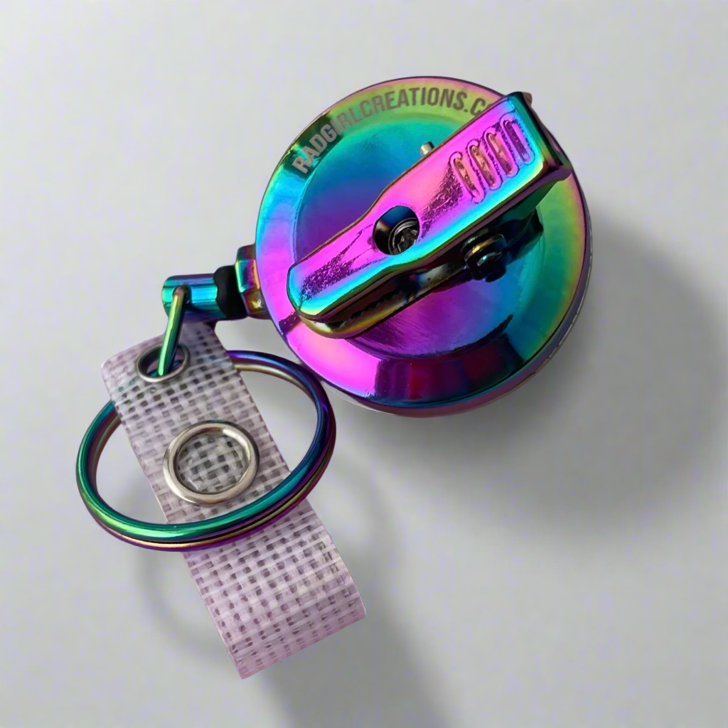 Rainbow Anodized Metal Badge Reel - Alligator Clip BASE