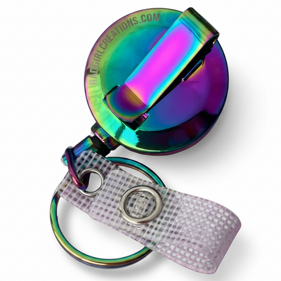 Rainbow Anodized Metal Badge Reel - Slide Clip BASE