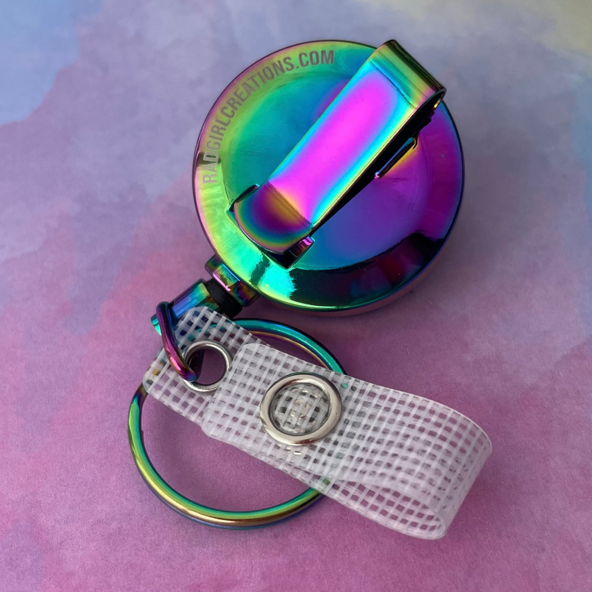 Rainbow Anodized Metal Badge Reel - Slide Clip BASE