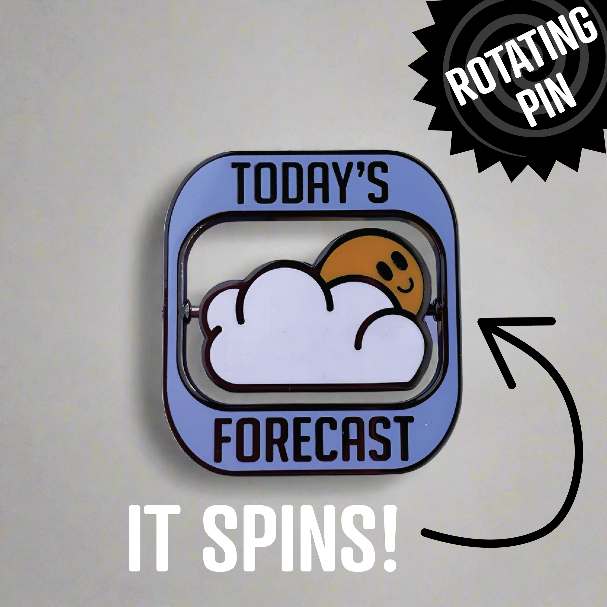 Black Cloud Spinning Pin - Rad Girl Creations - Medical Enamel Pin