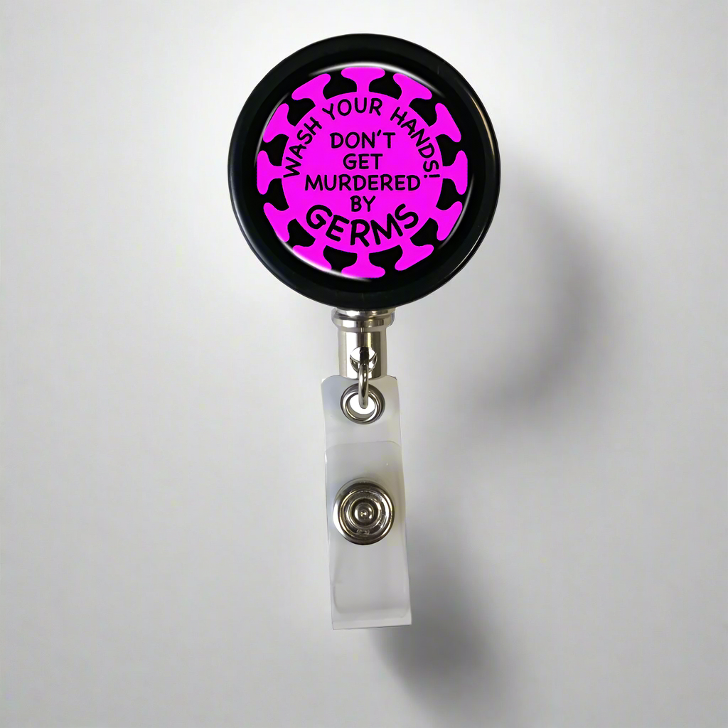 Murdered by Germs Badge Reel - PINK
