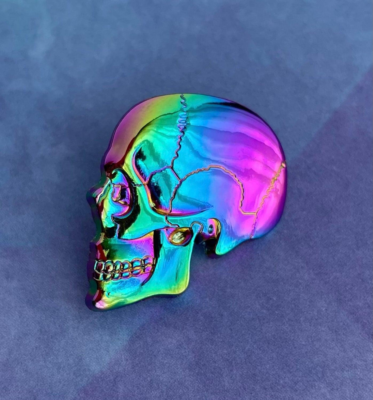 3D Textbook Anatomy Skull Pin - Rainbow Anodized! - Rad Girl Creations