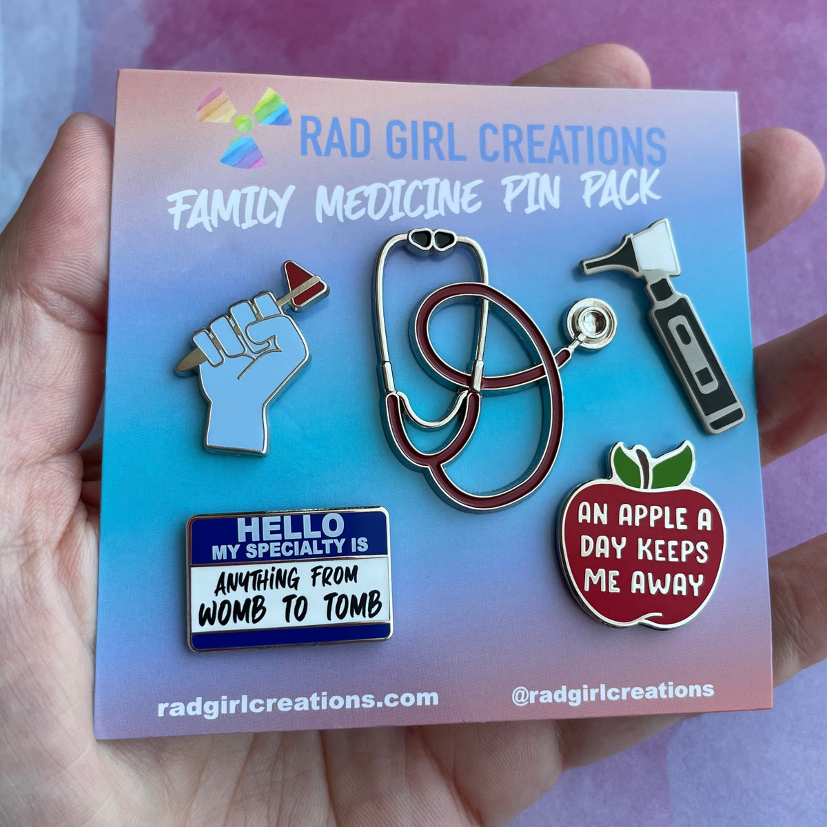 Family Medicine Pin Pack - Rad Girl Creations Medical enamel pins