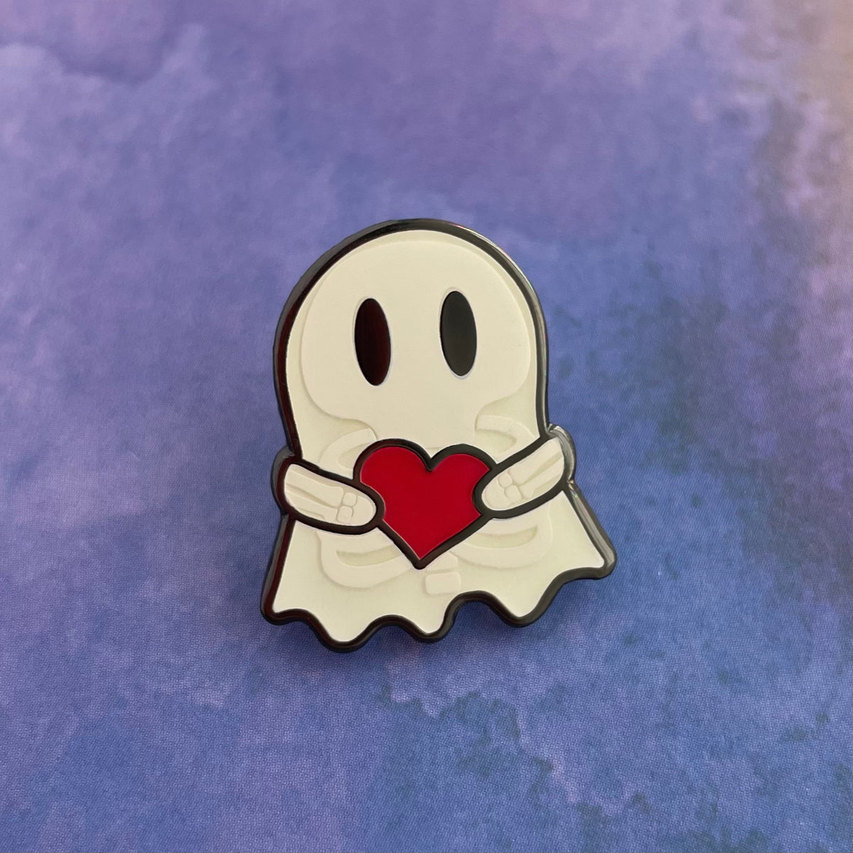 Ghosty Skeleton with Heart Pin - GLOWS IN THE DARK!