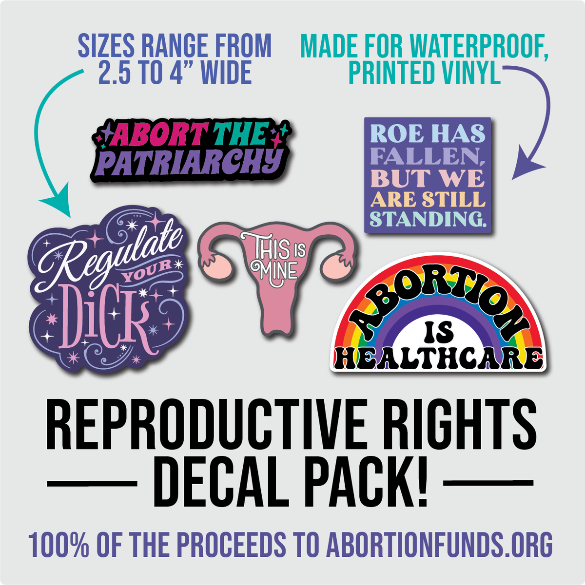 Decal Pack of Reproductive Rights Designs - Rad Girl Creations Medical enamel pins