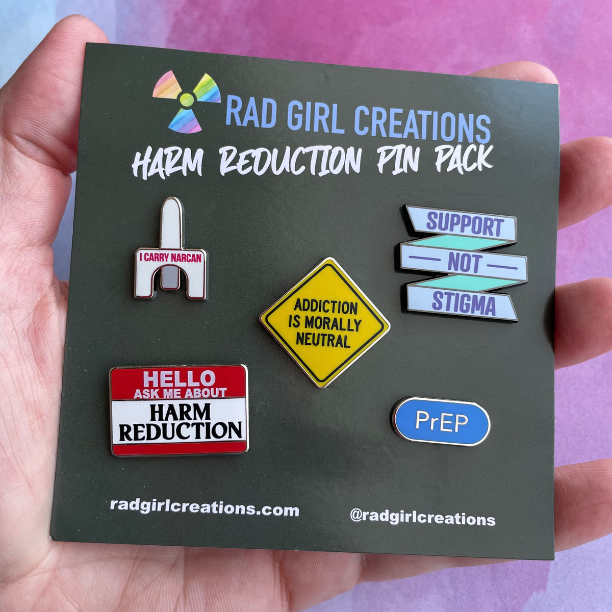 Harm Reduction Pin Pack - Rad Girl Creations - Medical Enamel Pin