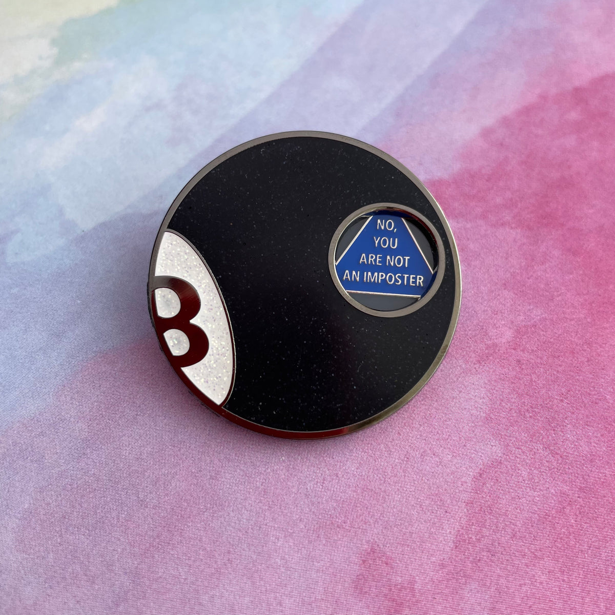 Positive Vibes Eight Ball Spinning Pin - Rad Girl Creations Medical enamel pins