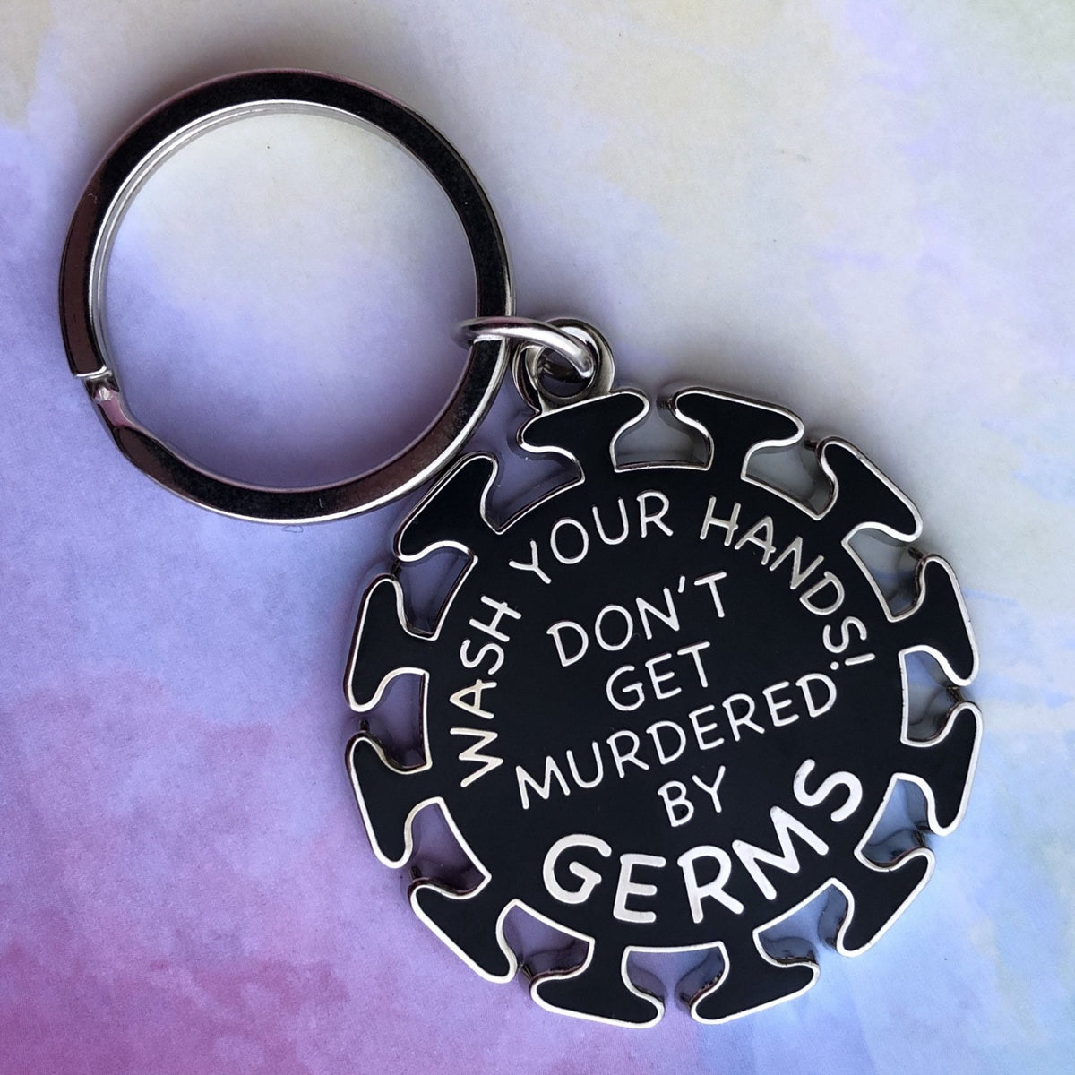 Don&#39;t Get Murdered By Germs Keychain - Black Plague Edition - Rad Girl Creations