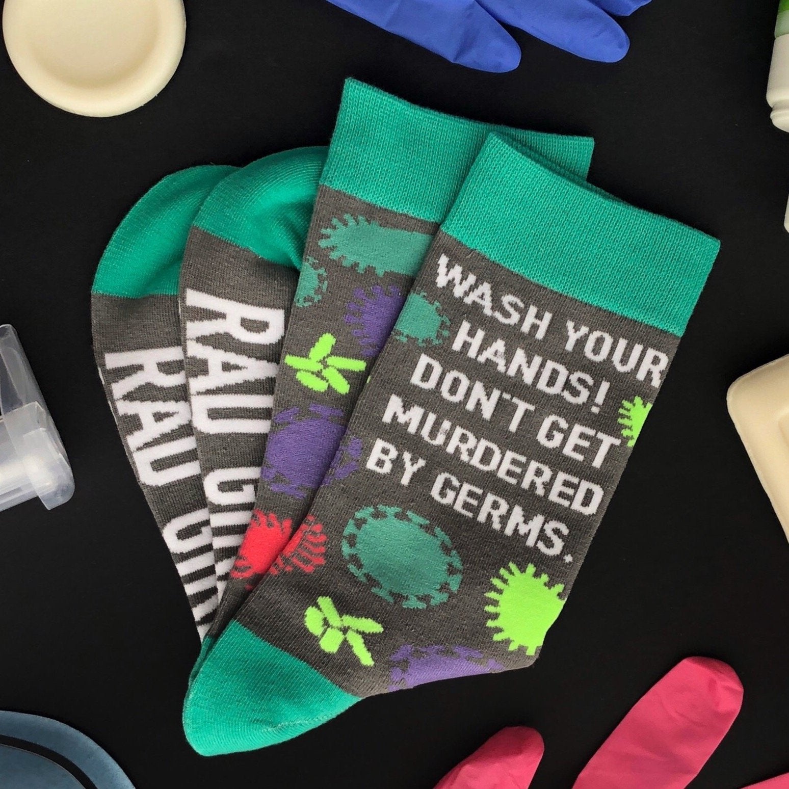 Don't Get Murdered by Germs Socks - Rad Girl Creations