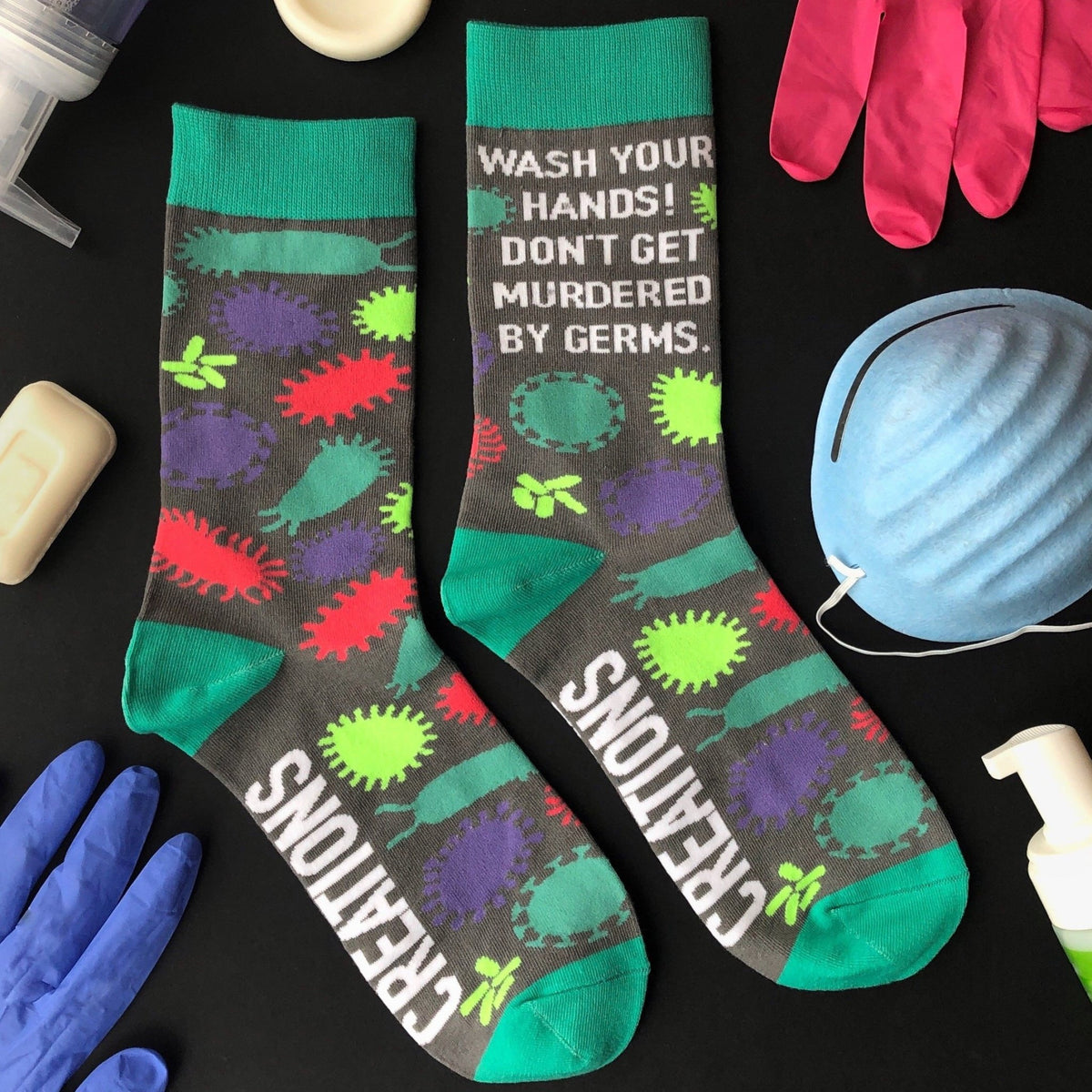 Don&#39;t Get Murdered by Germs Socks - Rad Girl Creations