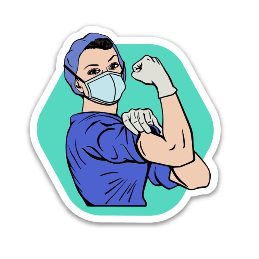 Rosie the Medical Professional Decal - Blue Scrubs - Rad Girl Creations