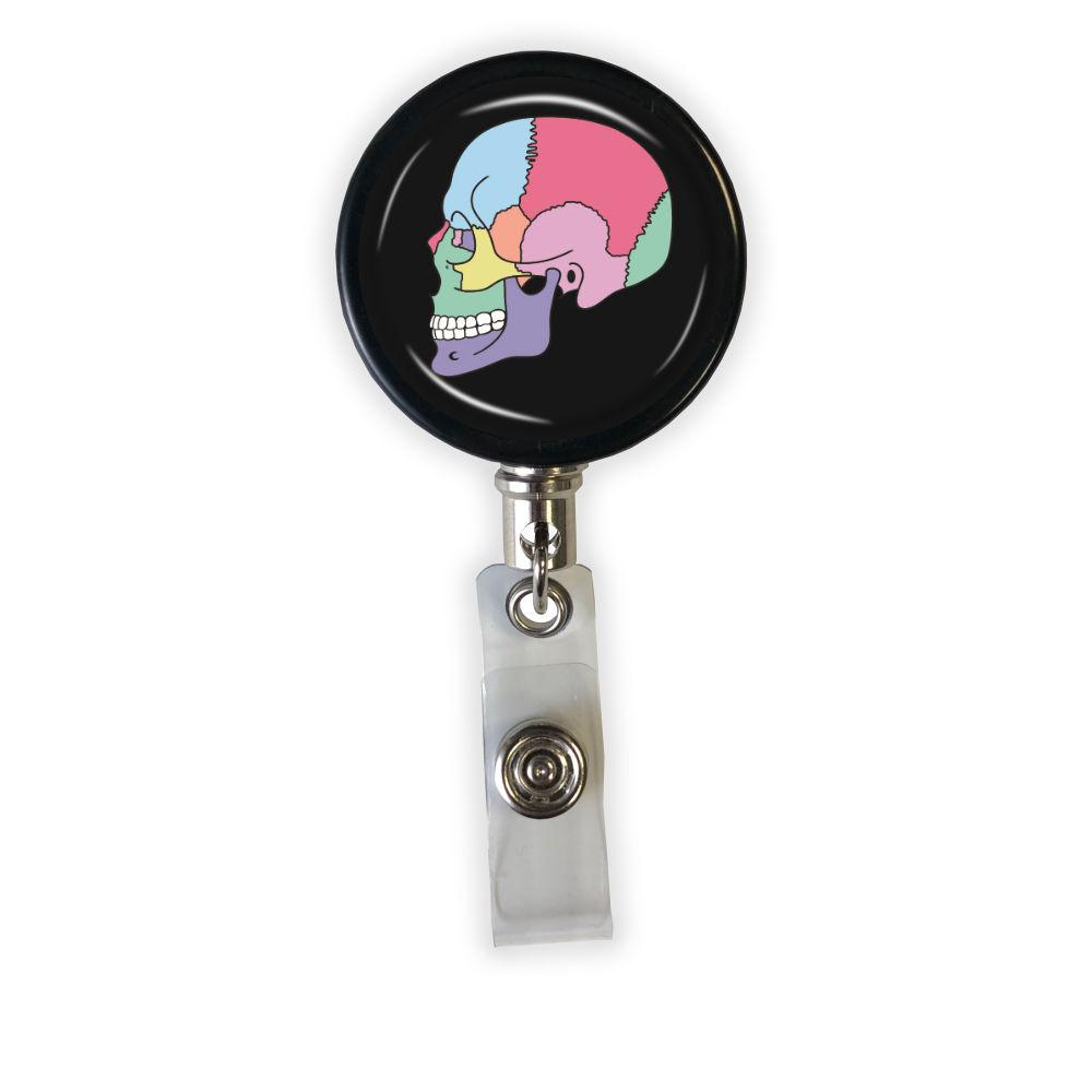 Vertical ID Sleeve With Clip Skeleton ID Badge Holder With Lanyard & Retractable Reel - Halloween Theme Camping Gear Strap